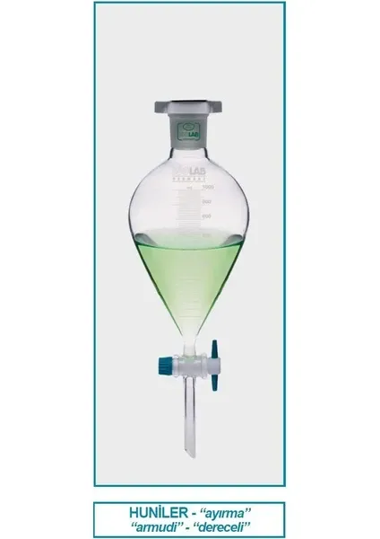 ISOLAB Ayırma hunisi - cam - armudi - dereceli - PTFE musluklu - 50 ml