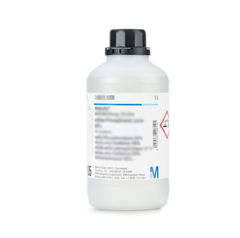 Buffer solution
(glycine/sodium chloride/hydrogen chloride), traceable to SRM from NIST and PTB pH 1.00 (20°C) Certipur®