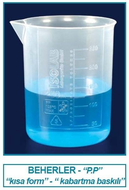 ISOLAB  Beher - P.P - kısa form - kabartma skala - 2000 ml