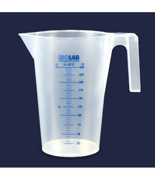 ISOLAB  Beher - kulplu - P.P - kısa form - mavi skala - 2000 ml