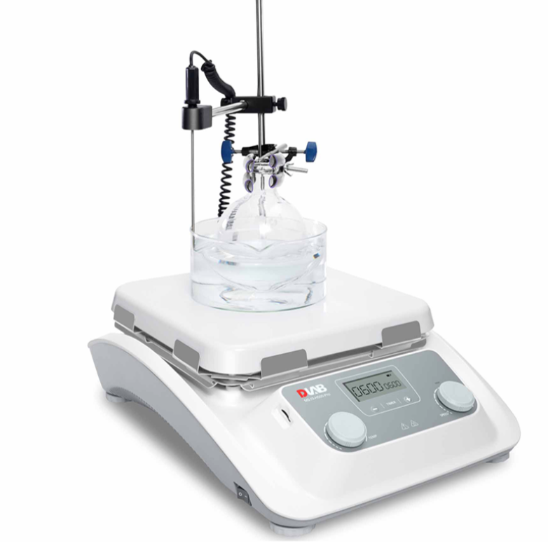 Dlab MS10-H500 Pro Paket LCD Dijital 10'' Kare Ocak Gözü Manyetik Karıştırıcı, cam seramik ocak gözü, 500°C'ye kadar ısıtma sıcaklığı + PT1000A + destek kelepçesi