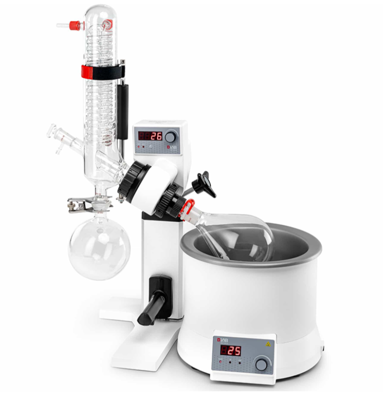 Dlab Dikey cam setli Döner Evaporatör, 18900165 kondansatör (1700cm²,1000ml) ve LED ısıtma banyosu 18101888 (ayrı paketlenir) içerir