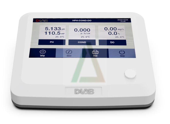 DLAB DPCD100T Dokunmatik Ekranlı Masaüstü pH / ORP / İletkenlik / Çözünmüş Oksijen (DO) ve Sıcaklık Ölçüm Cihazı (-2.000...20.000 pH / 0...2000 mS/cm / 0.00...20.00 mg/L)