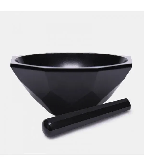 ISOLAB havan - agat - tokmağı ile - çap 110 mm - standart form - siyah